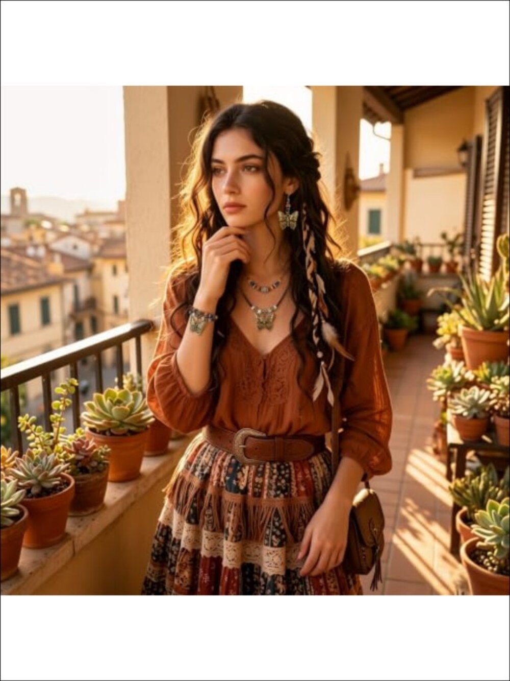 Boho Jewelry Set 3 Pc Butterfly Necklace Earrings Bracelet Alloy Leather - Picture 4 of 6